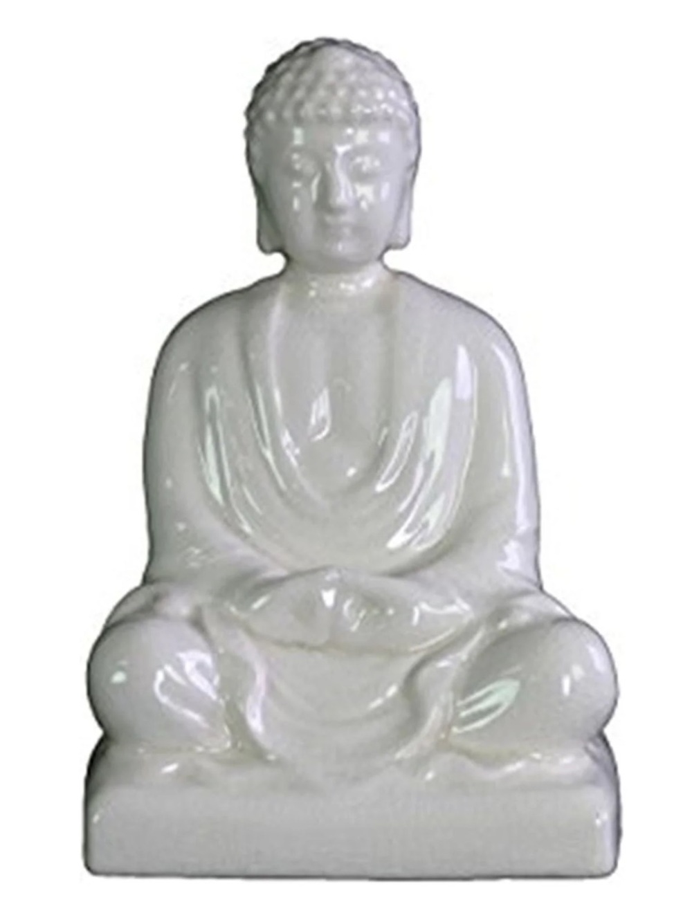 White meditating Ceramic Buddha Statue Home Accent